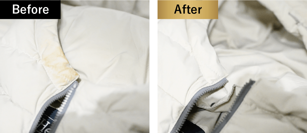 フード部分が汚れたダウン